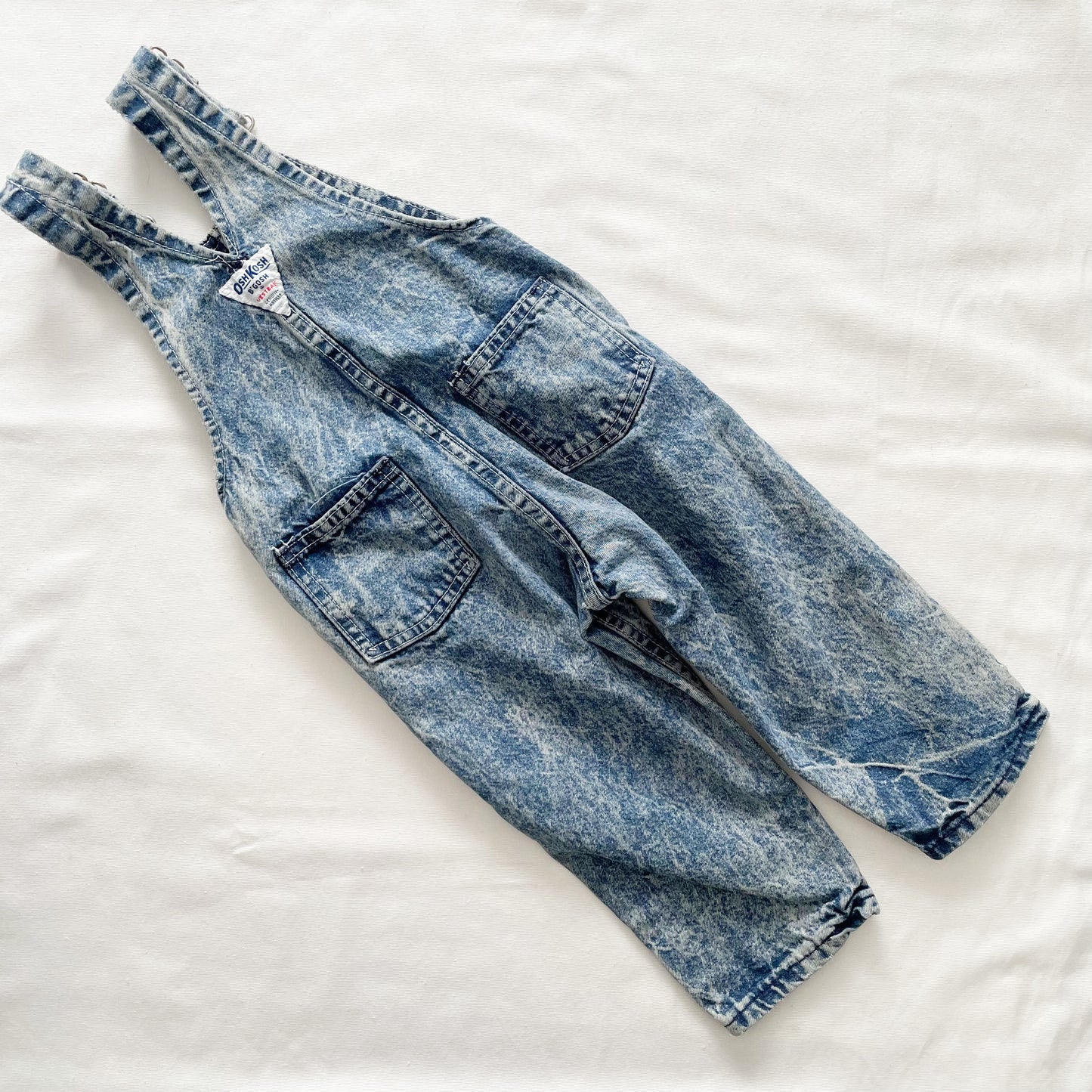 OshKosh Acid Wash Button Pocket Overalls - Yellow Clover Vintage Kids Clothes