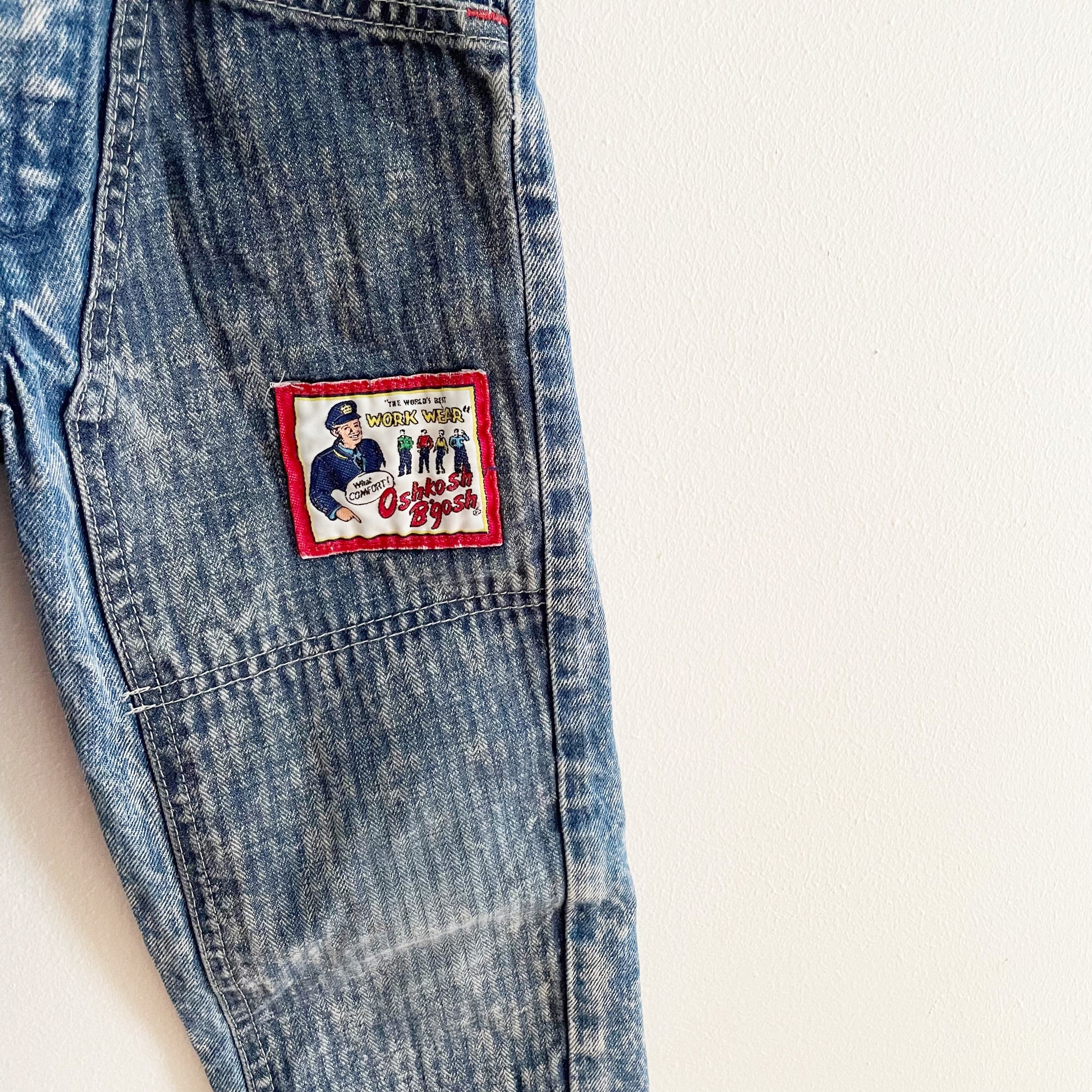 OshKosh Acid Wash Patch Overalls - Yellow Clover Vintage Kids Clothes