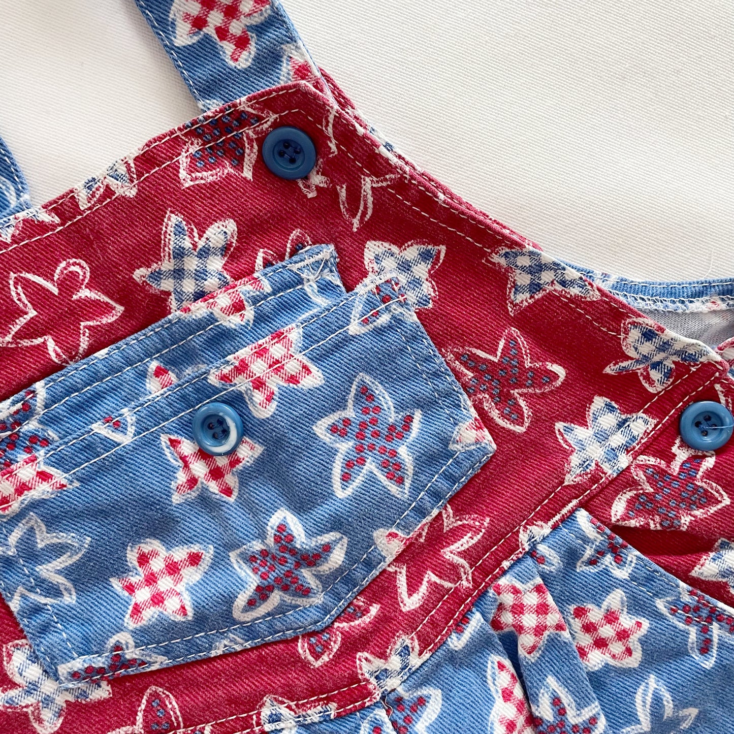 Euro Retro Star Print Overalls