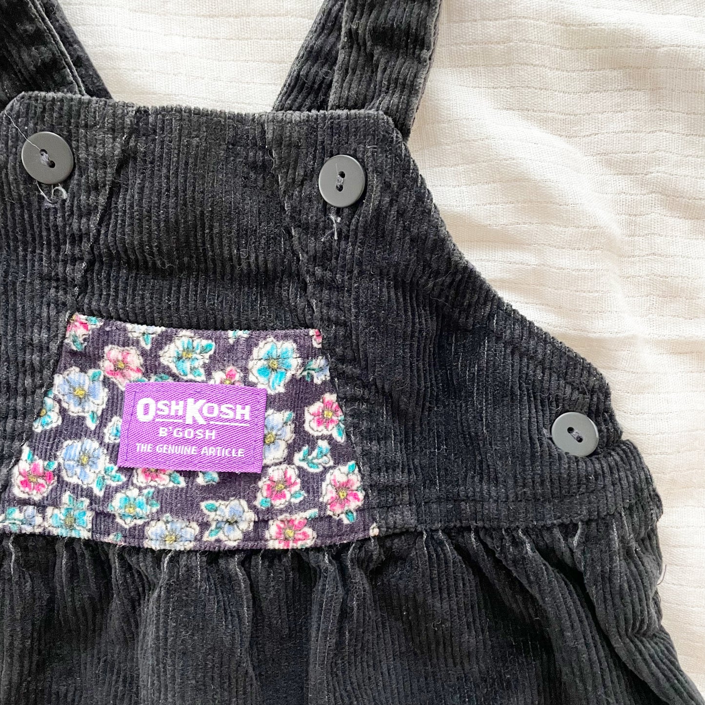 OshKosh Black Floral Bow Back Skirtall - Yellow Clover Vintage Kids Clothes