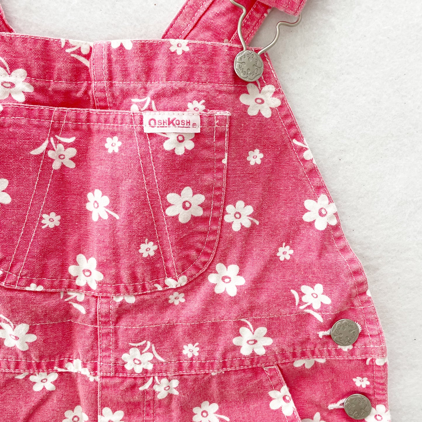 OshKosh Flower Print Shortalls - Yellow Clover Vintage Kids Clothes