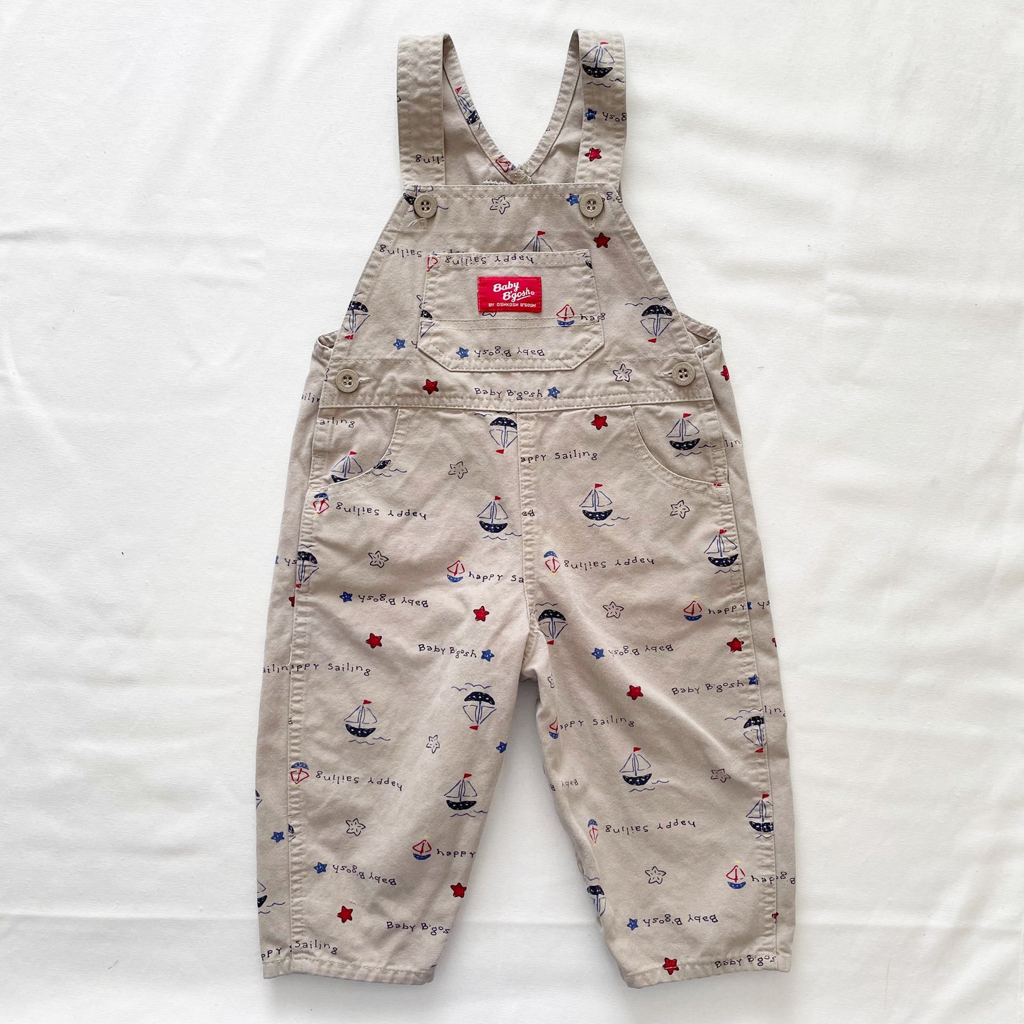 OshKosh Nautical Tan Overalls - Yellow Clover Vintage Kids Clothes