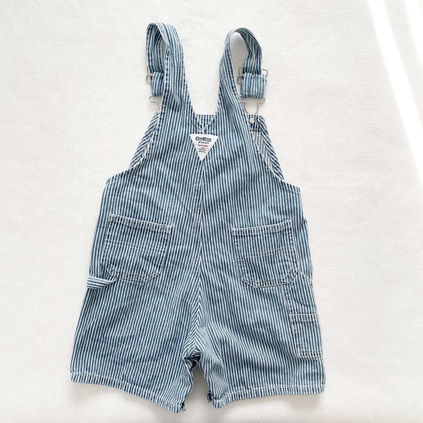 OshKosh Hickory Stripe Shortalls - Yellow Clover Vintage Kids Clothes