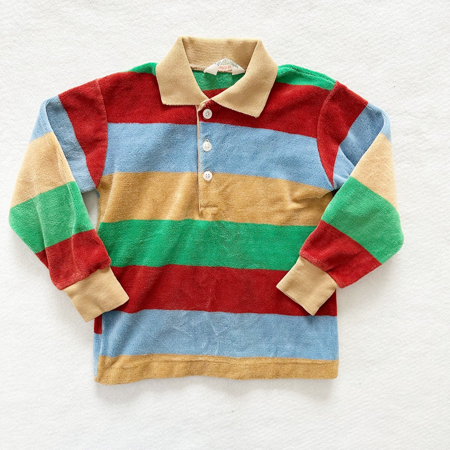 Healthtex Striped Velour Polo Top - Yellow Clover Vintage Kids Clothes
