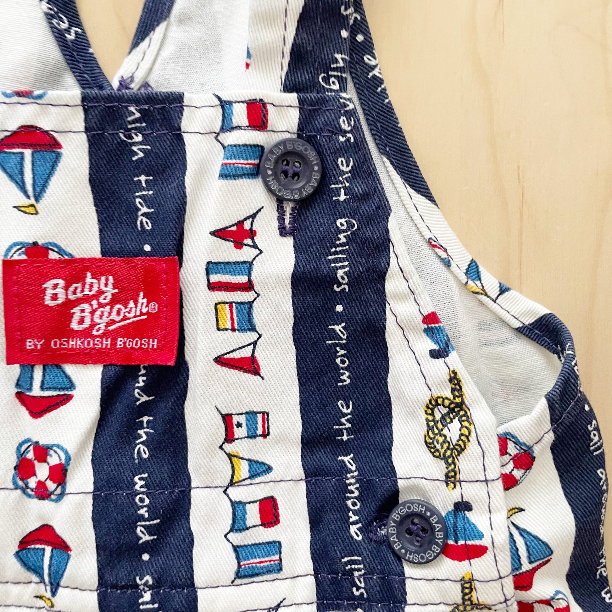 Baby B’gosh Nautical Stripe Shortalls - Yellow Clover Vintage Kids Clothes