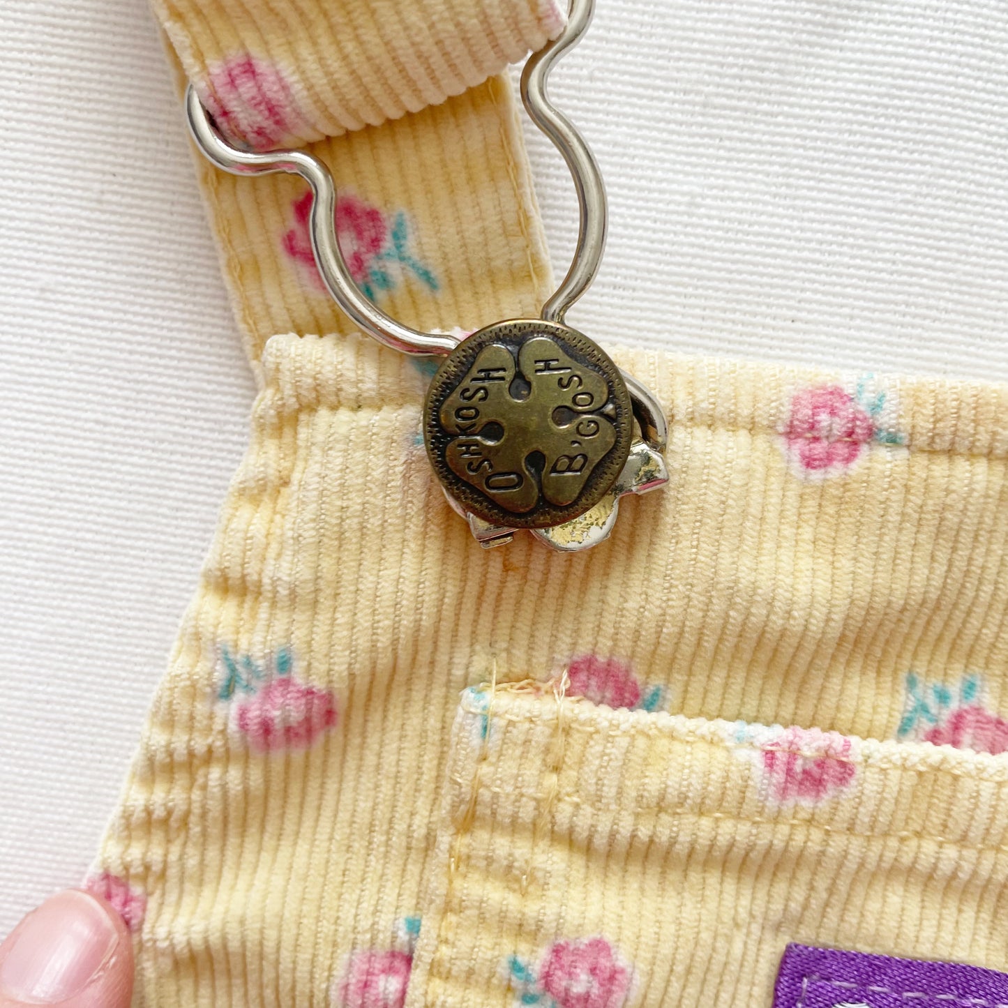 OshKosh Yellow Floral Cord Skirtall - Yellow Clover Vintage Kids Clothes