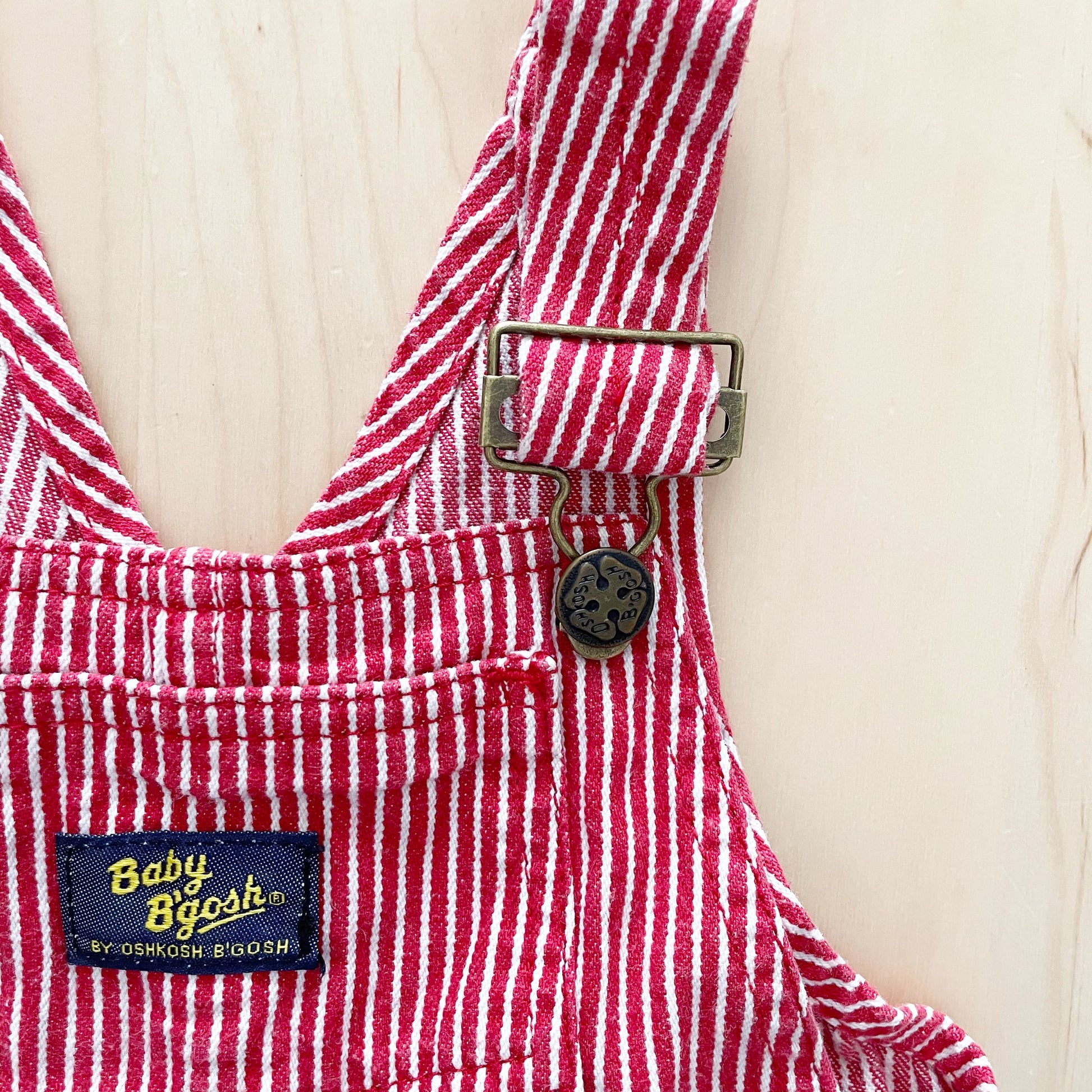 Baby B’gosh Red Hickory Stripe Shortalls - Yellow Clover Vintage Kids Clothes