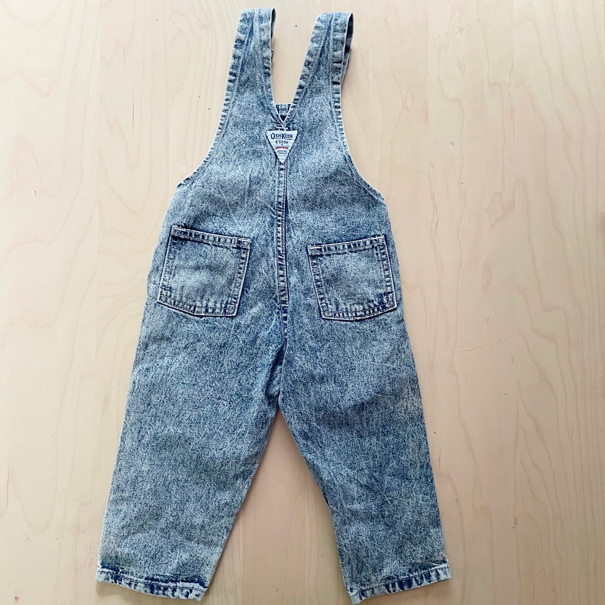 Vintage OshKosh Acid Wash Button Pocket Overalls - Yellow Clover Vintage Kids Clothes