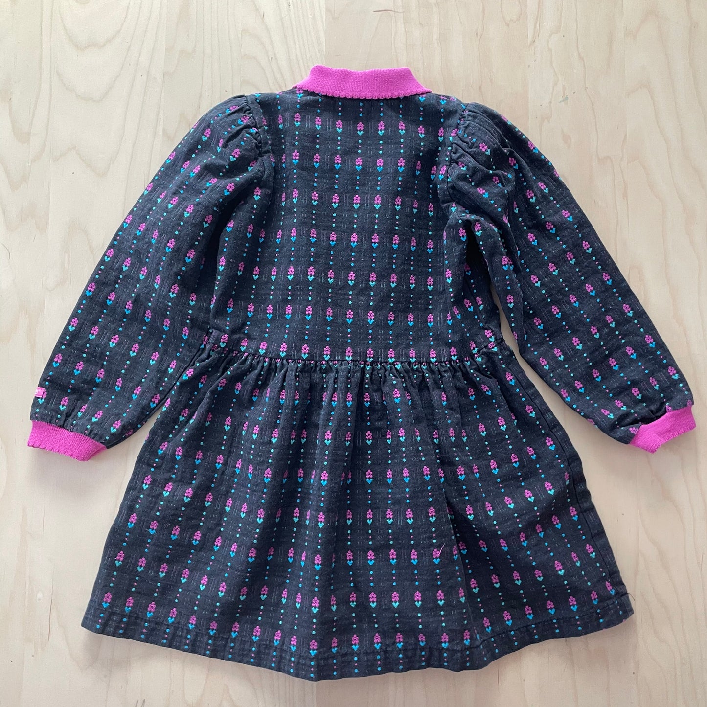 Vintage OshKosh Black Floral Woven Dress - Yellow Clover Vintage Kids Clothes