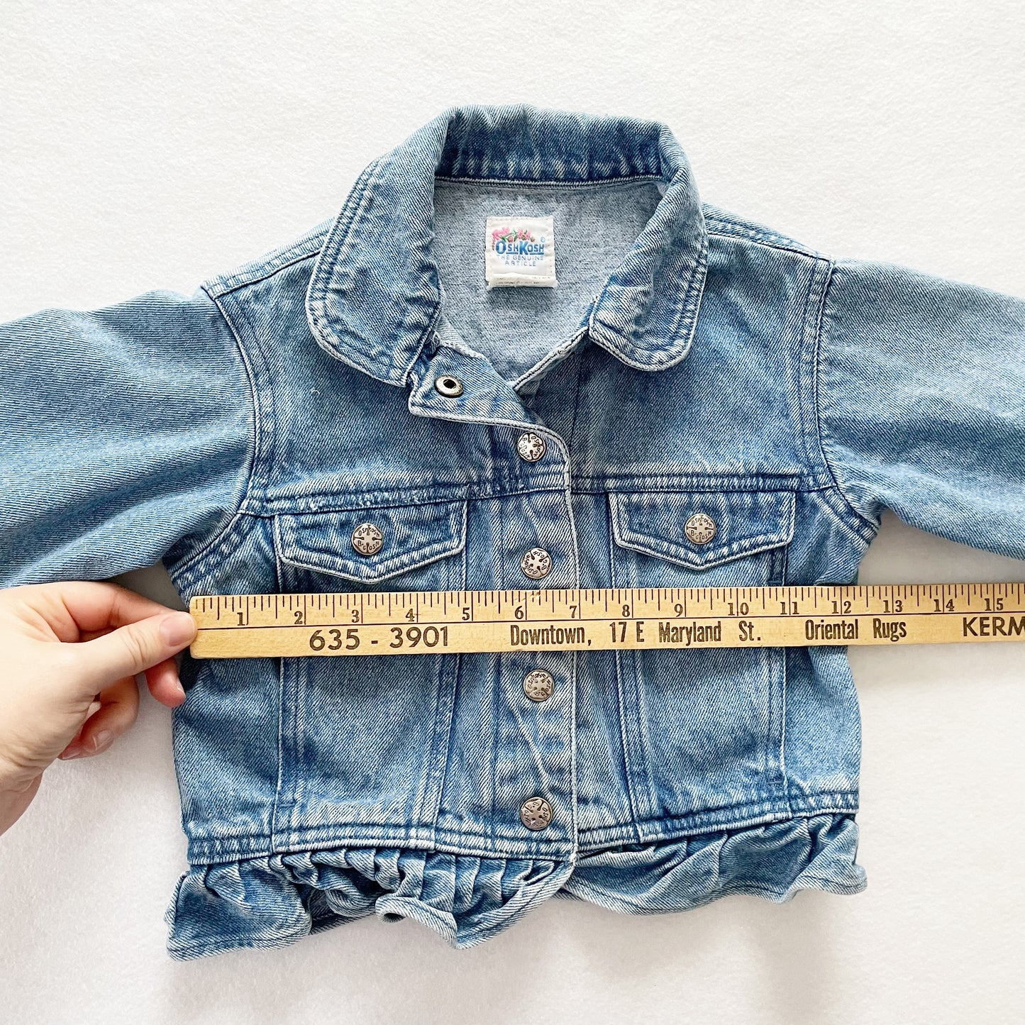 OshKosh Ruffle Denim Jacket - Yellow Clover Vintage Kids Clothes