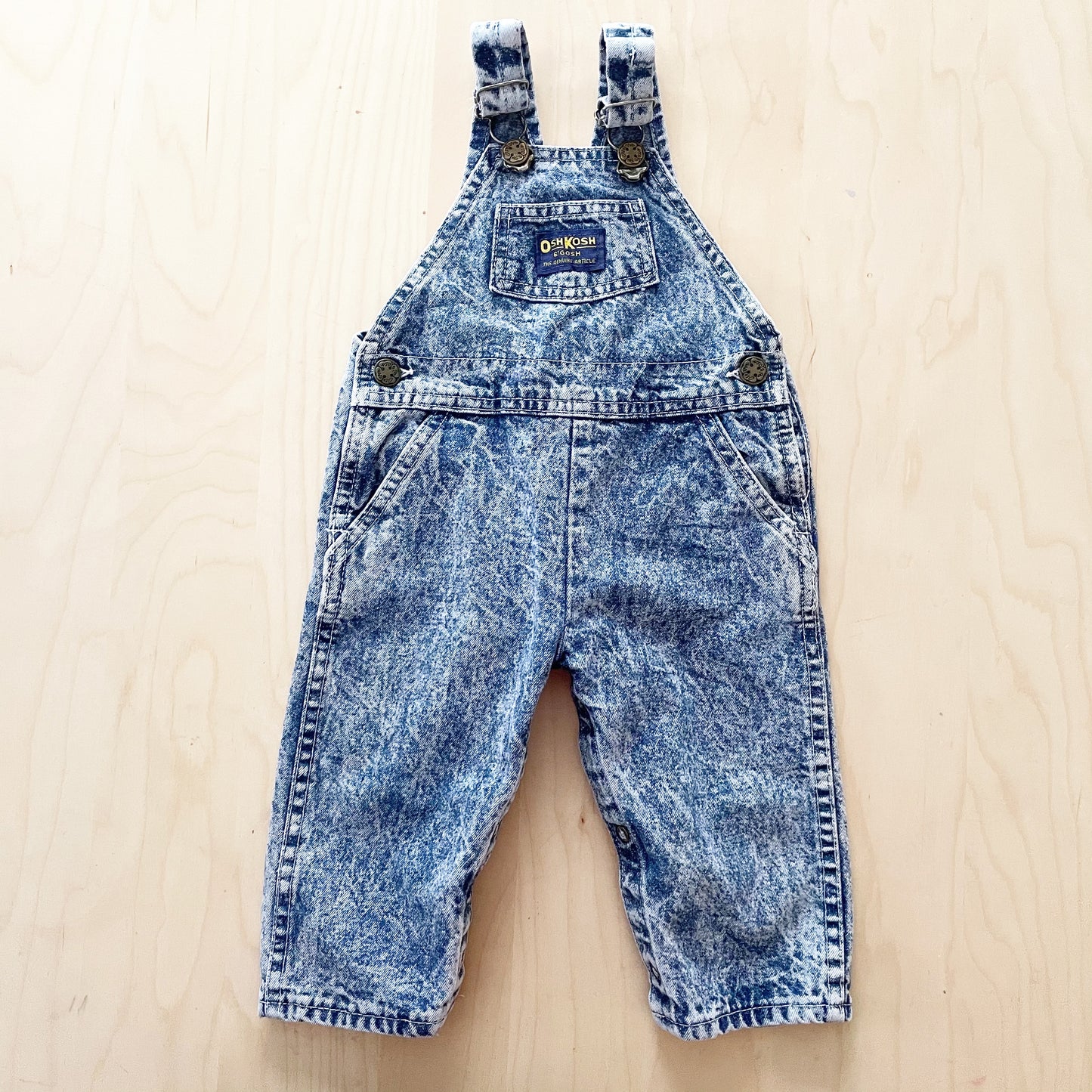 Vintage OshKosh Acid Wash Overalls - Yellow Clover Vintage Kids Clothes