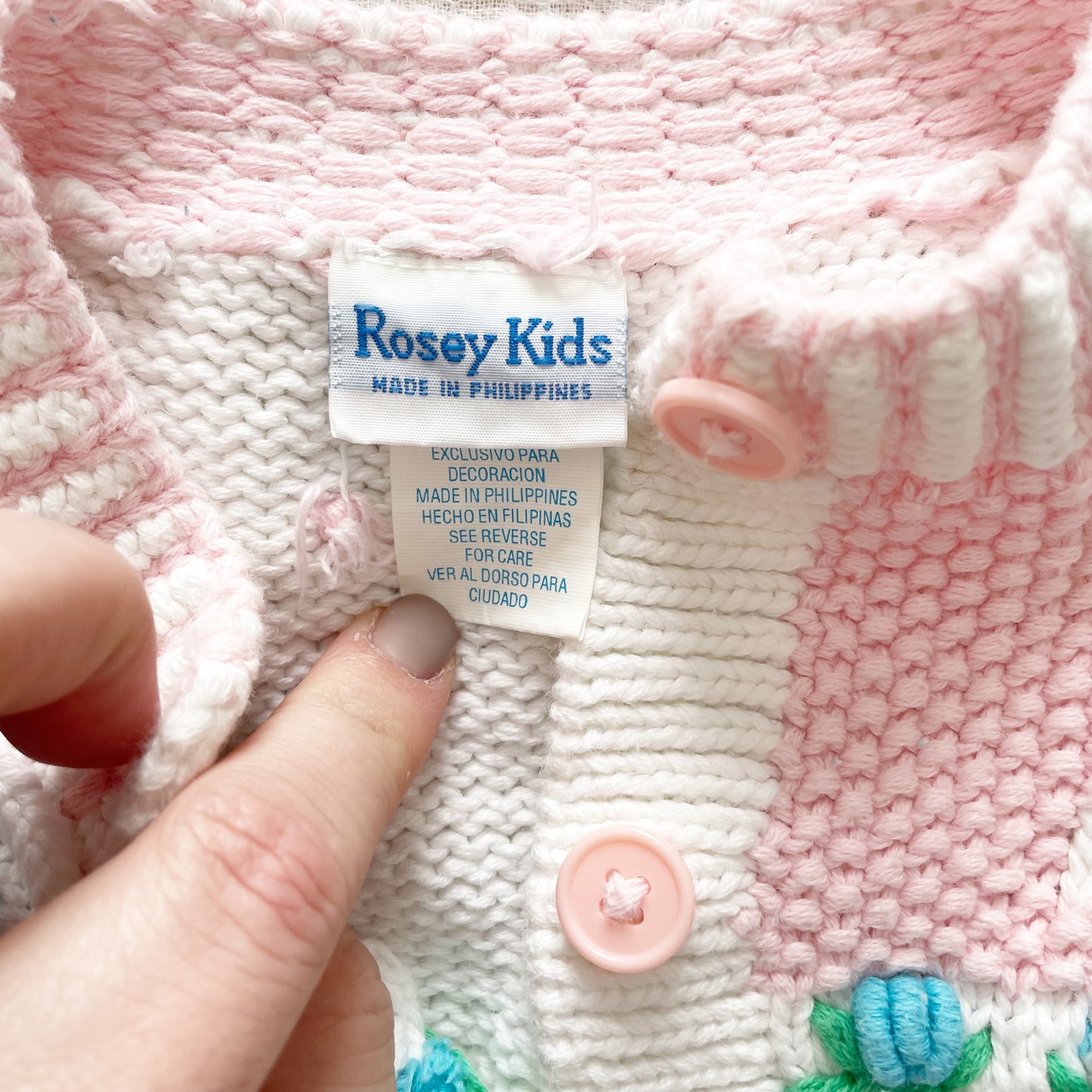 Pastel Embroidered Chunky Cardigan - Yellow Clover Vintage Kids Clothes