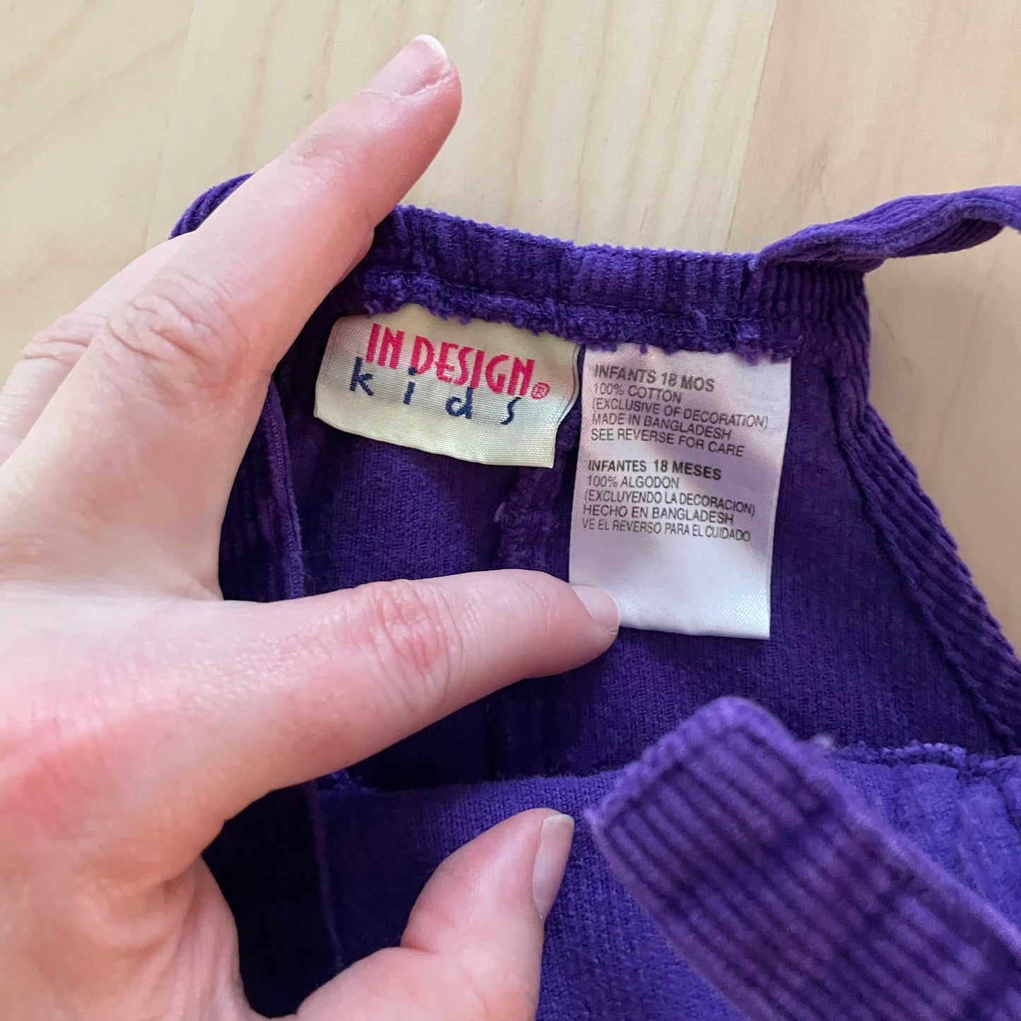 In Design Purple Cord Floral Embroidery Overalls