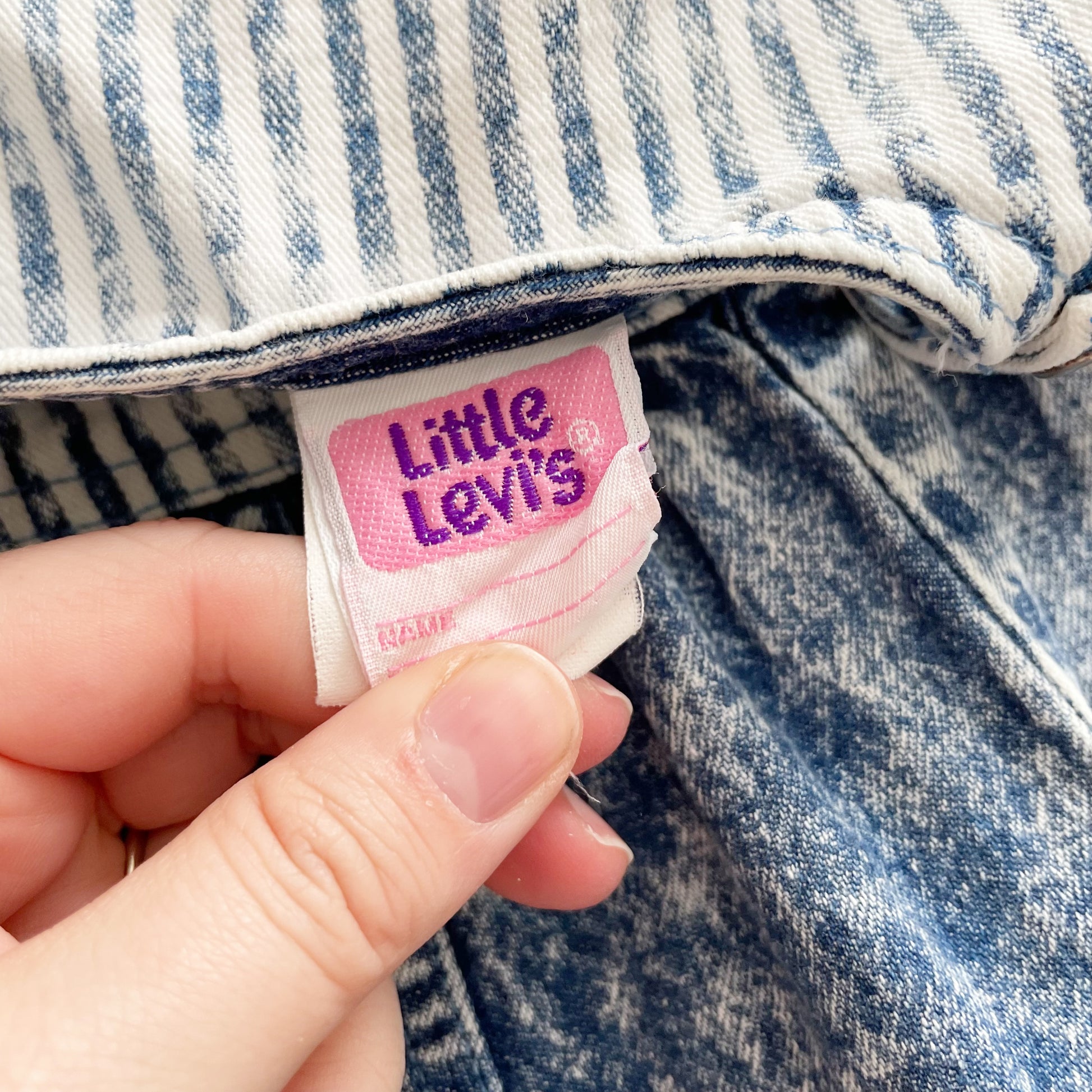 Levi’s Acid Wash Strawberry Patch Romper • 18m - Yellow Clover Vintage Kids Clothes