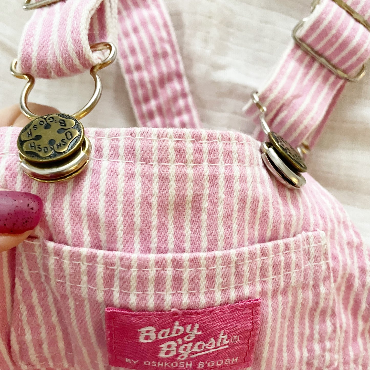 Baby B’gosh Pink Hickory Buckle Bubble Romper - Yellow Clover Vintage Kids Clothes