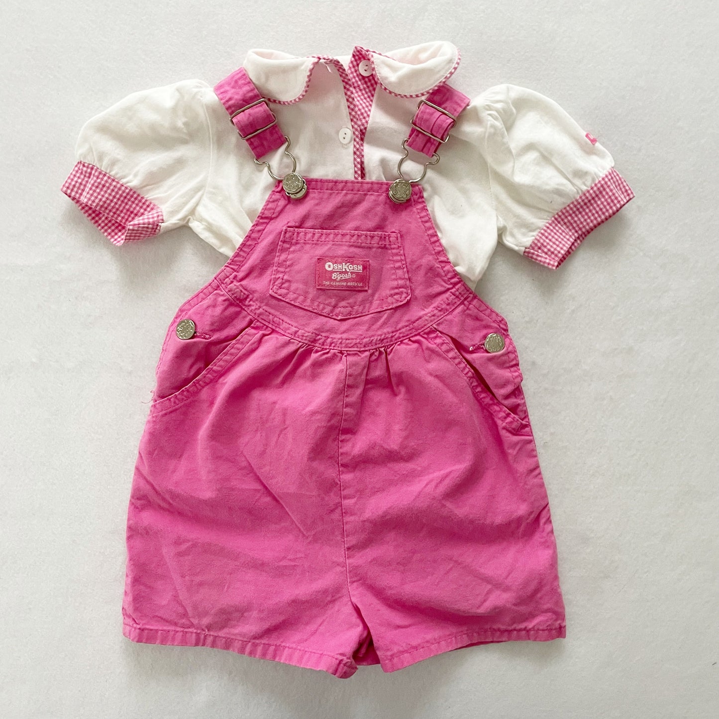 OshKosh Pink Scoop Cut Shortalls Set