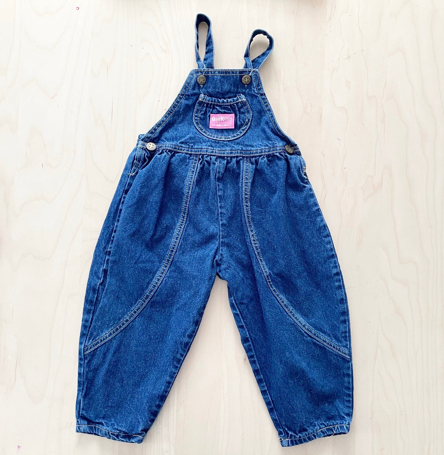 OshKosh Dark Wash Bubble Overalls - Yellow Clover Vintage Kids Clothes