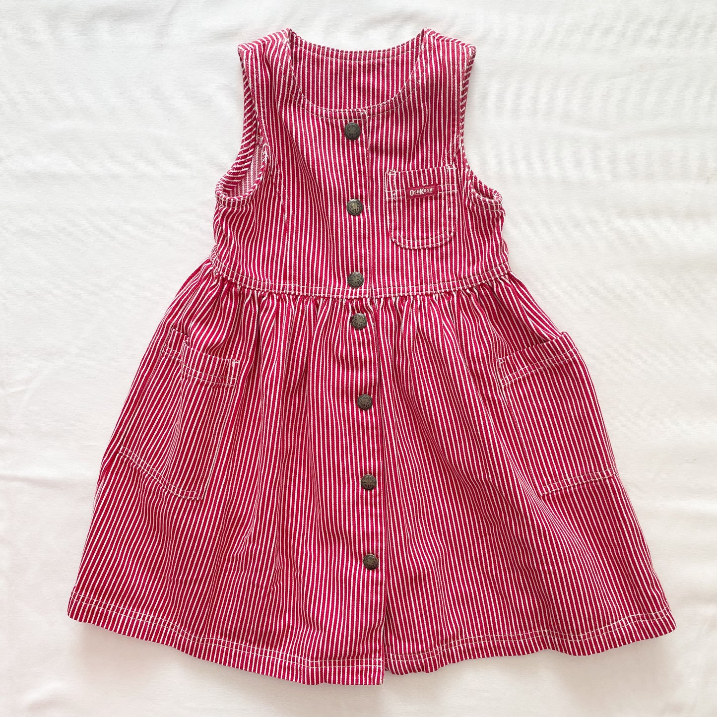 OshKosh Red Hickory Striped Dress - Yellow Clover Vintage Kids Clothes