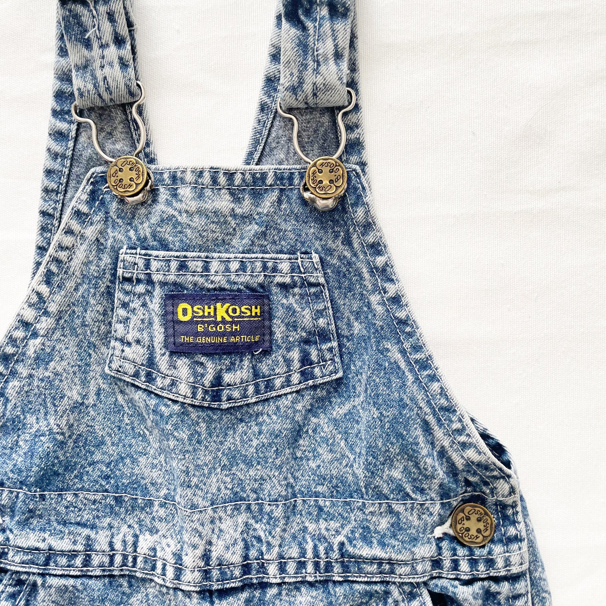 OshKosh Acid Wash Classic Cut Overalls - Yellow Clover Vintage Kids Clothes