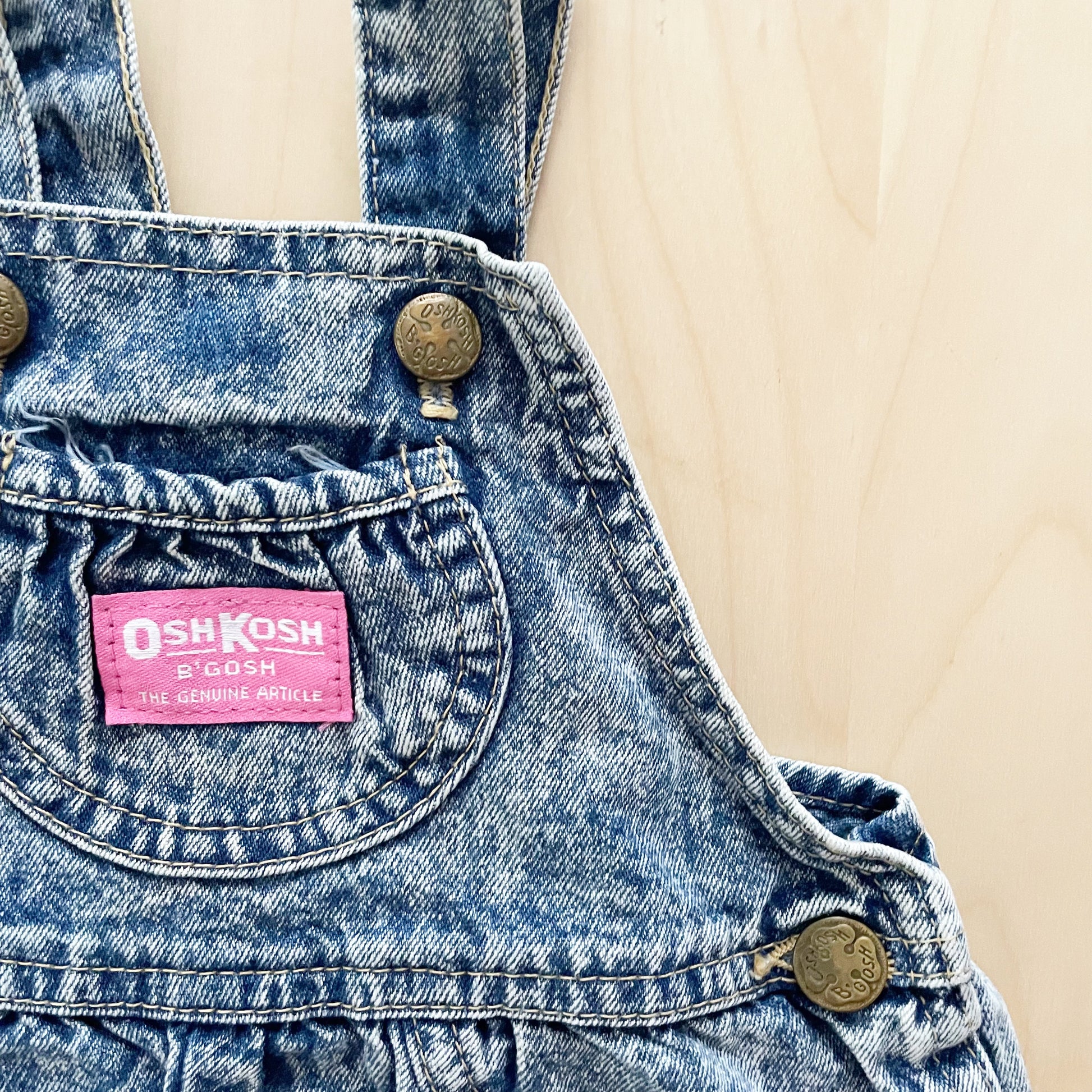 Vintage OshKosh Acid Wash Shortall - Yellow Clover Vintage Kids Clothes