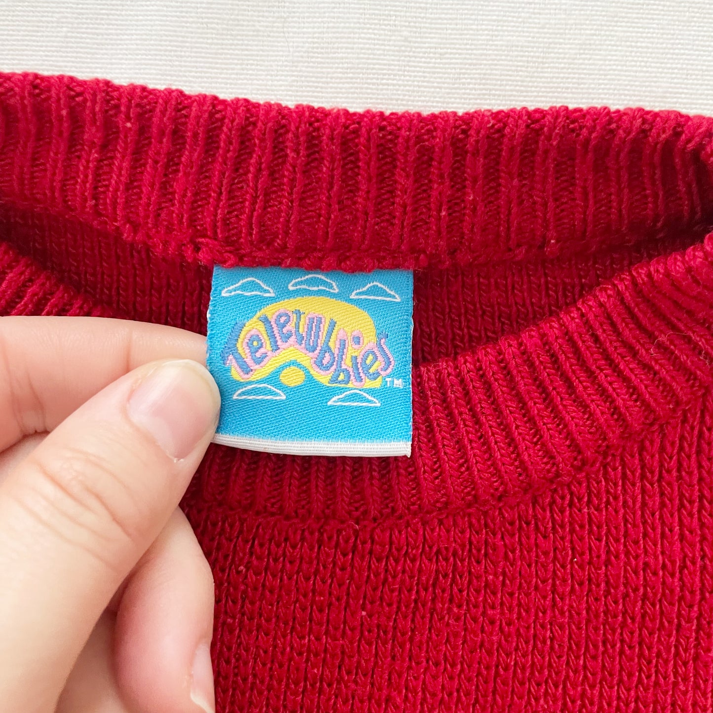 Teletubbies Spell Out Sweater - Yellow Clover Vintage Kids Clothes