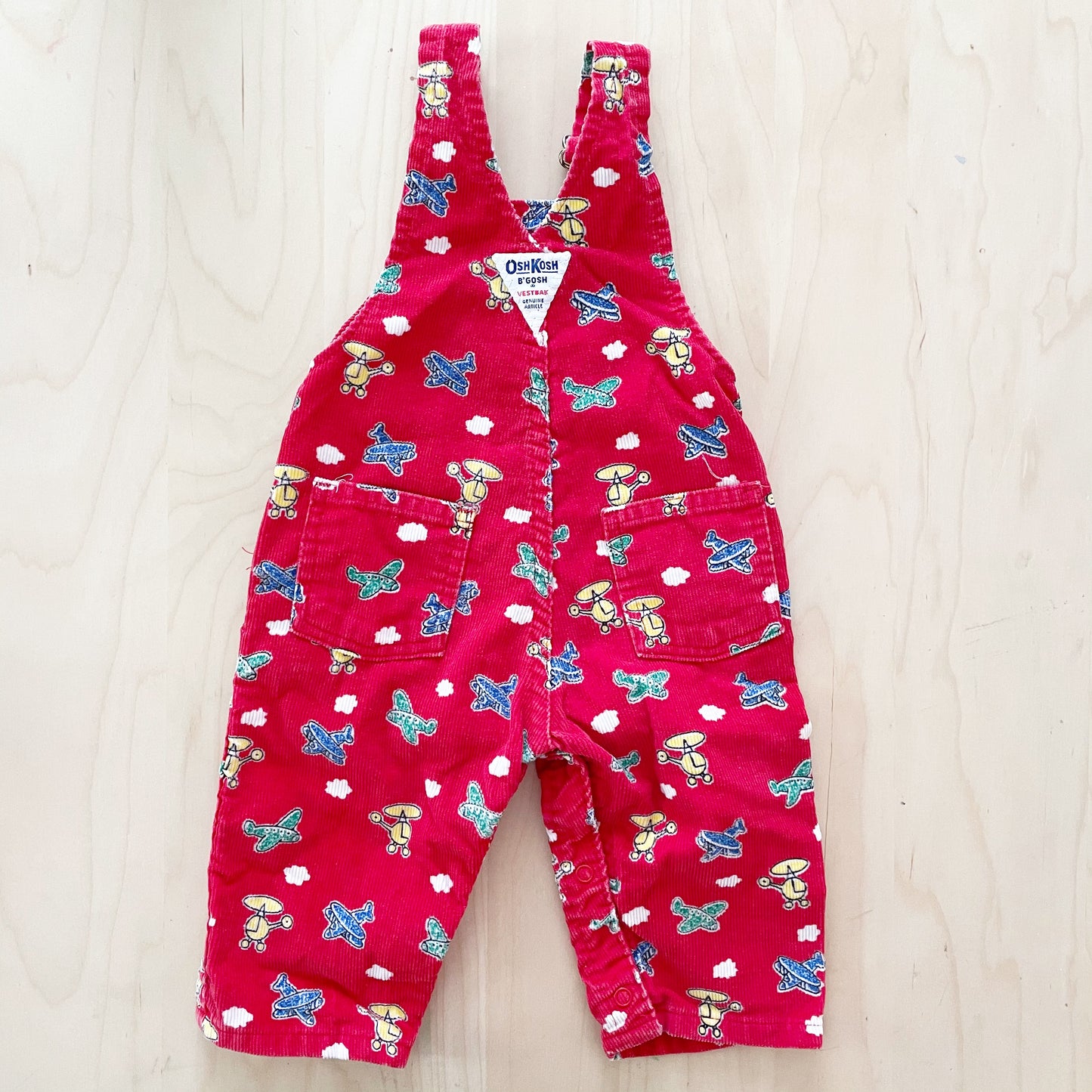 OshKosh Airplane Cord Overalls - Yellow Clover Vintage Kids Clothes