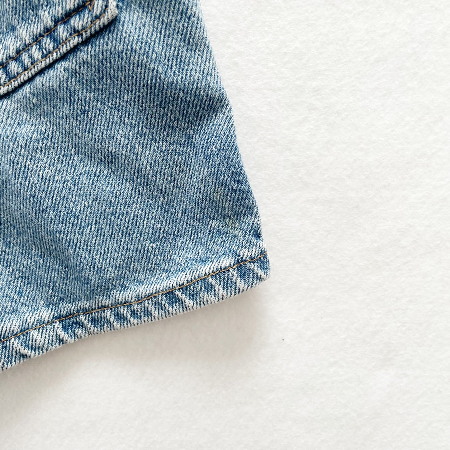 OshKosh Medium Light Wash Denim Shortalls - Yellow Clover Vintage Kids Clothes