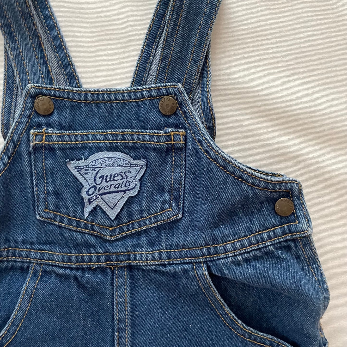 Guess Logo Patch Overalls - Yellow Clover Vintage Kids Clothes