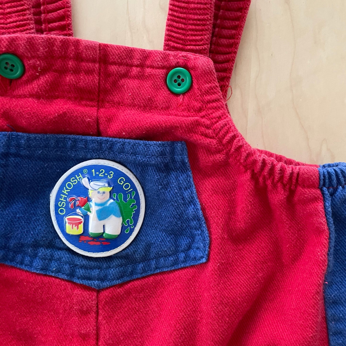 OshKosh Painter Patch Bubble Overalls - Yellow Clover Vintage Kids Clothes