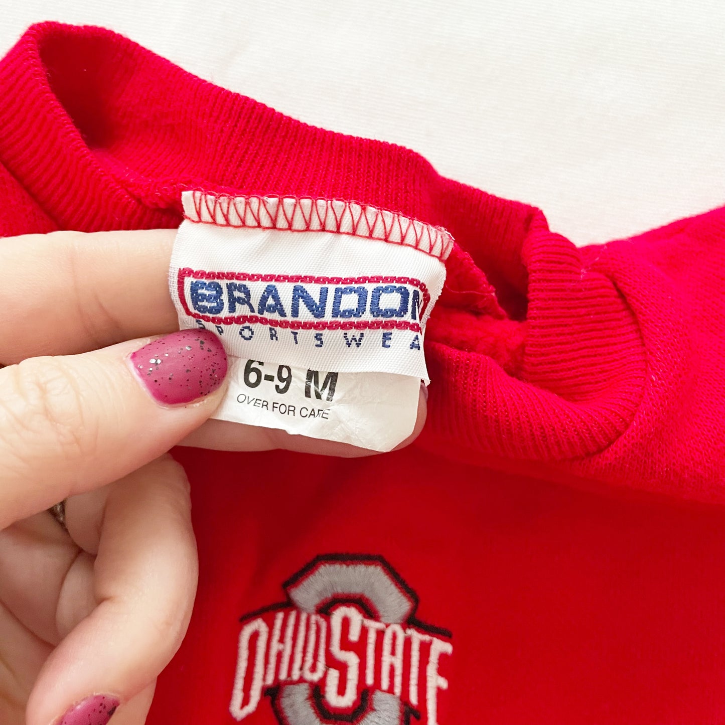 Ohio State Embroidered Sweatshirt Romper - Yellow Clover Vintage Kids Clothes