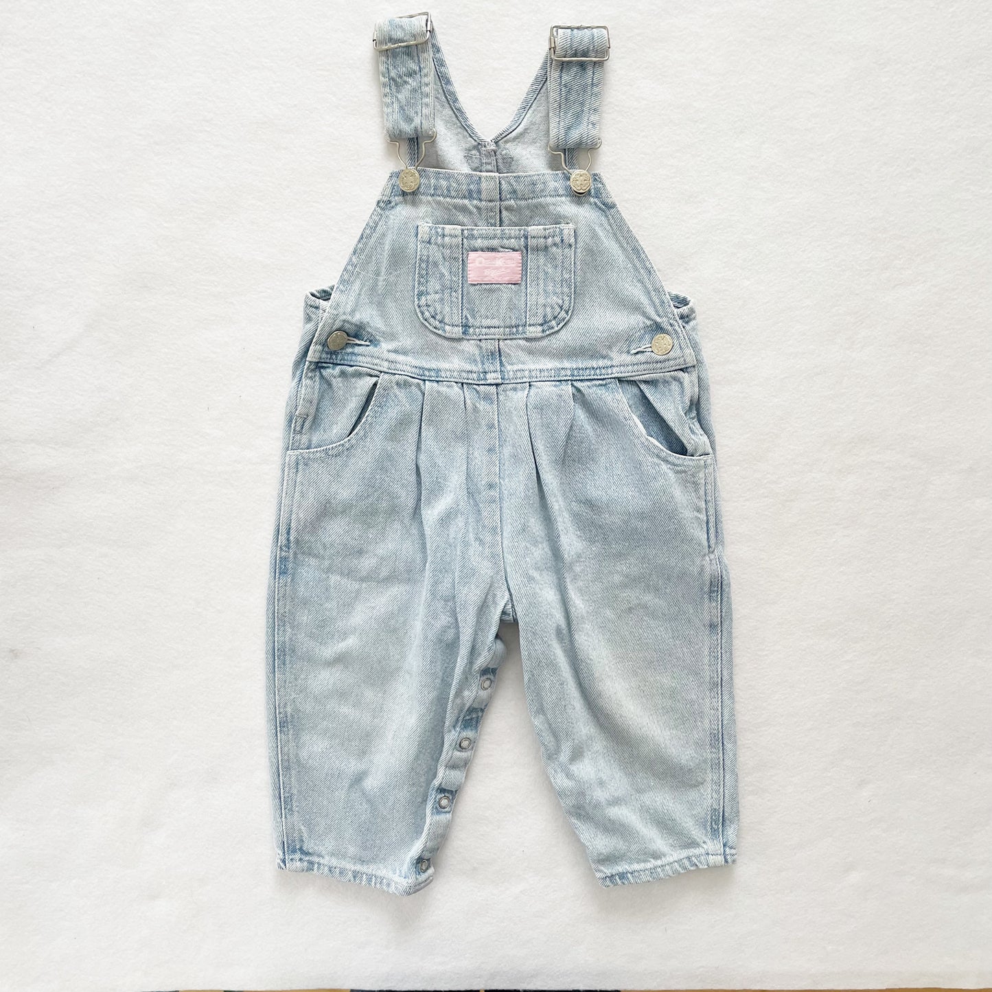 OshKosh Light Wash Denim Overalls - Yellow Clover Vintage Kids Clothes