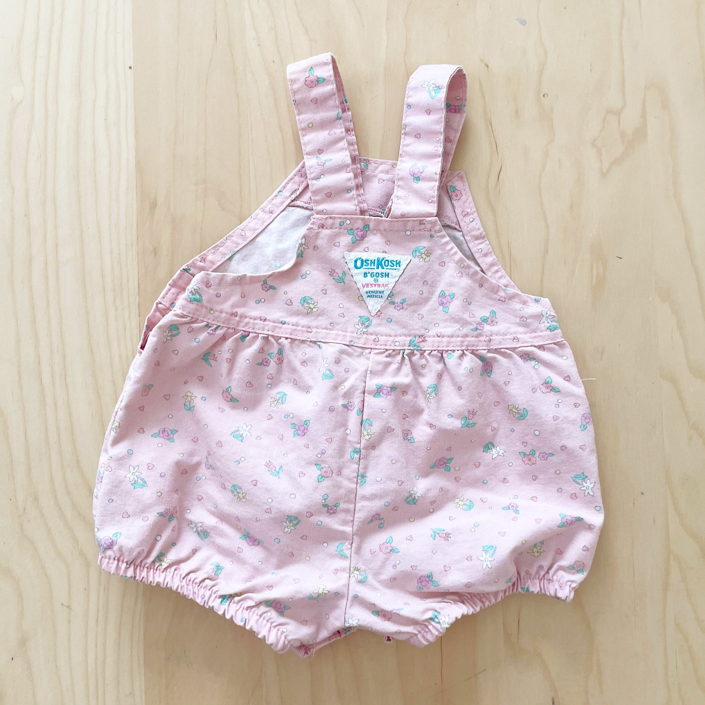 Vintage OshKosh Pink Floral Bubble Romper Overalls - Yellow Clover Vintage Kids Clothes