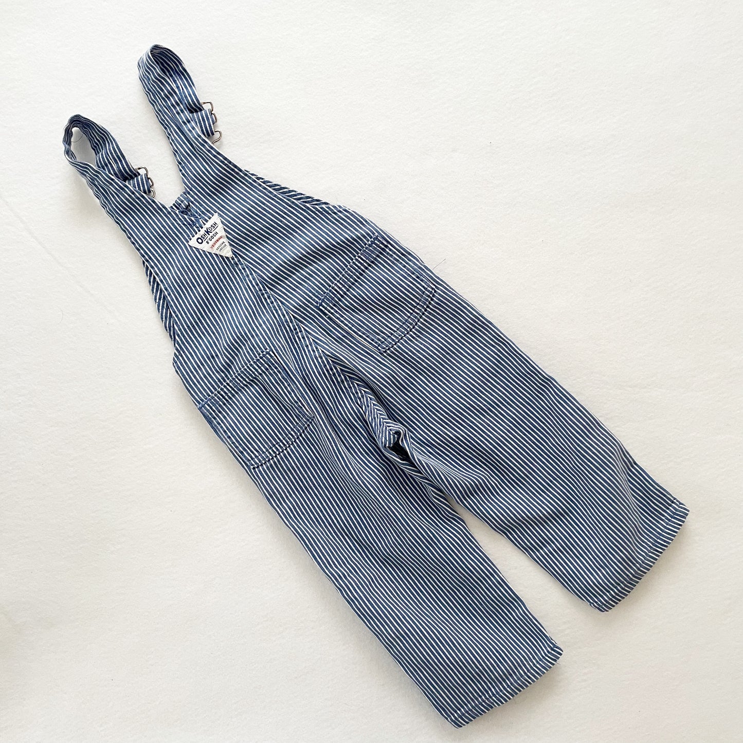 OshKosh Blue Hickory Stripe Overalls - Yellow Clover Vintage Kids Clothes