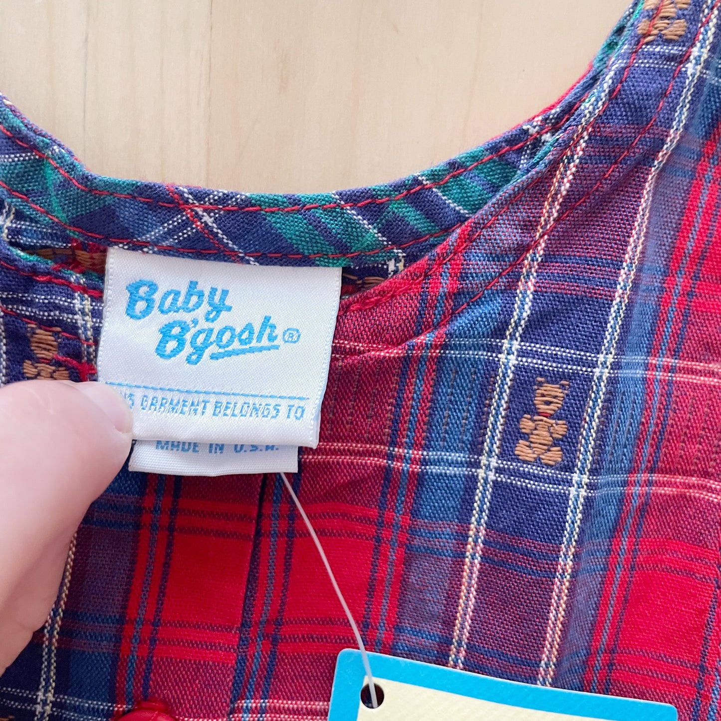 Baby B’gosh Bear Plaid Dress - Yellow Clover Vintage Kids Clothes