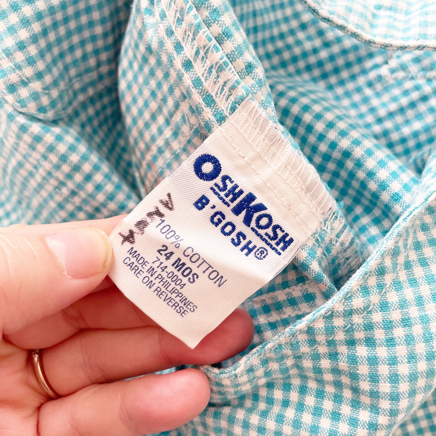 OshKosh Gingham Turquoise Shortalls