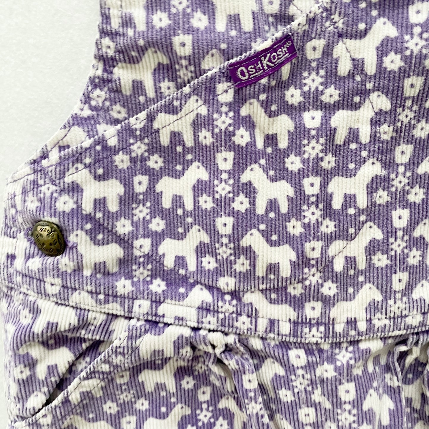 OshKosh Dala Horse Overalls - Yellow Clover Vintage Kids Clothes