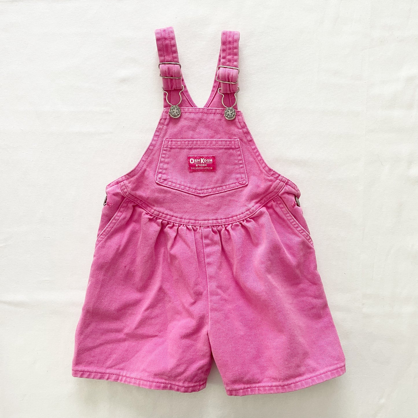 OshKosh Bubblegum Pink Scoop Cut Shortalls - Yellow Clover Vintage Kids Clothes