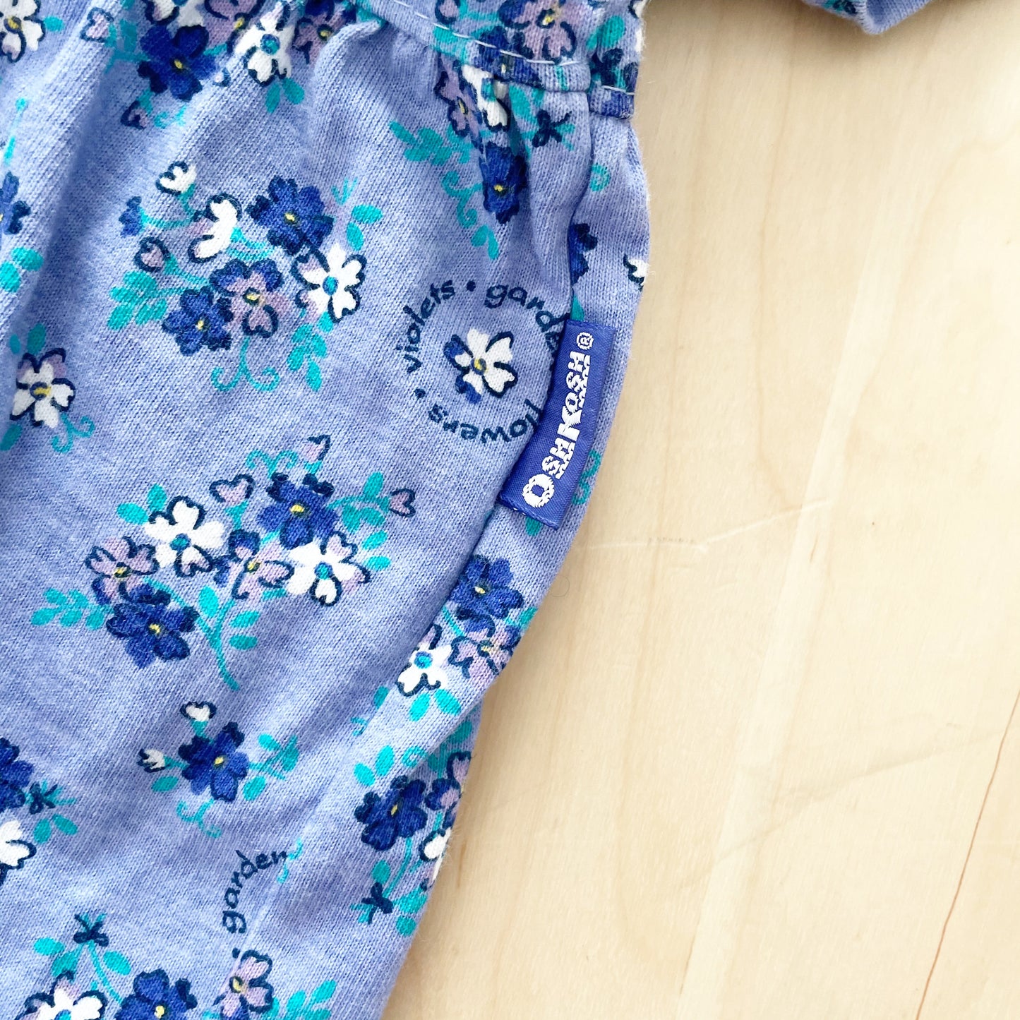 OshKosh Periwinkle Floral Romper - Yellow Clover Vintage Kids Clothes