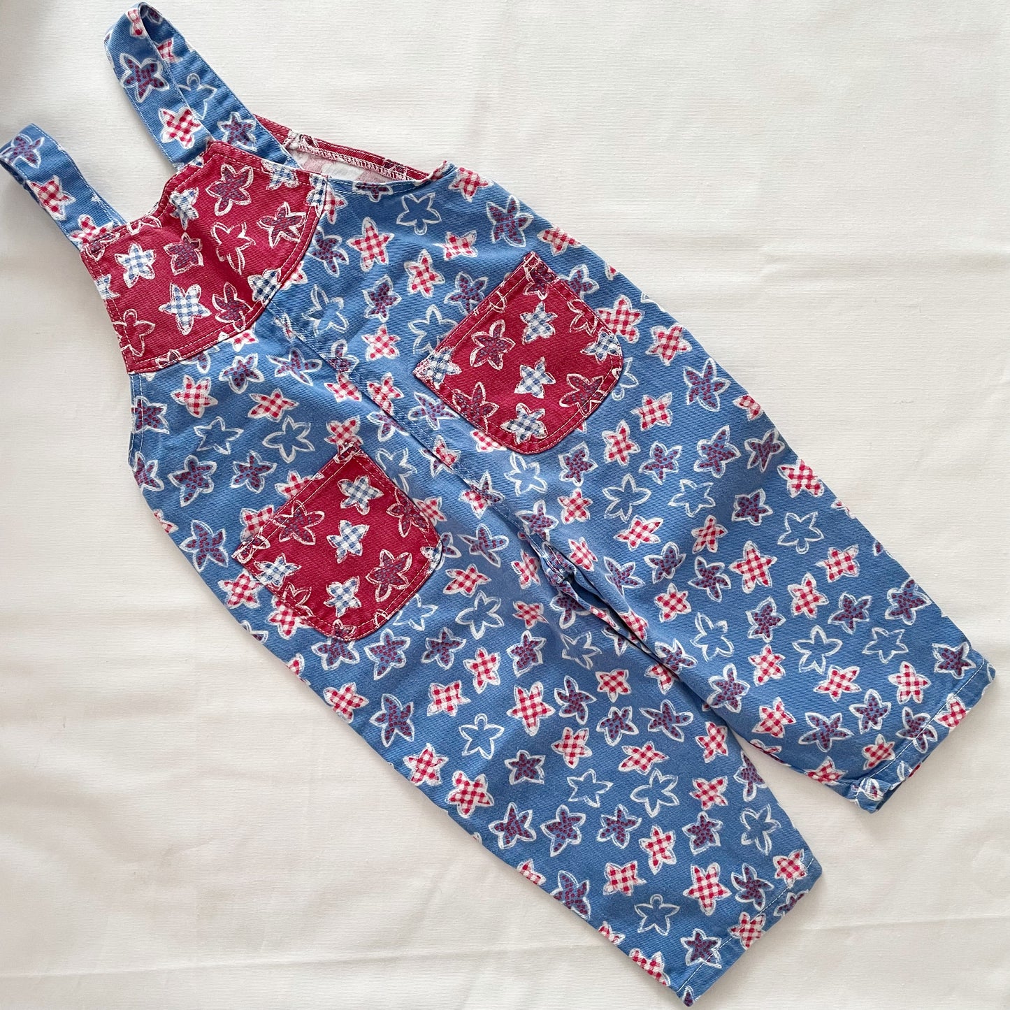 Euro Retro Star Print Overalls