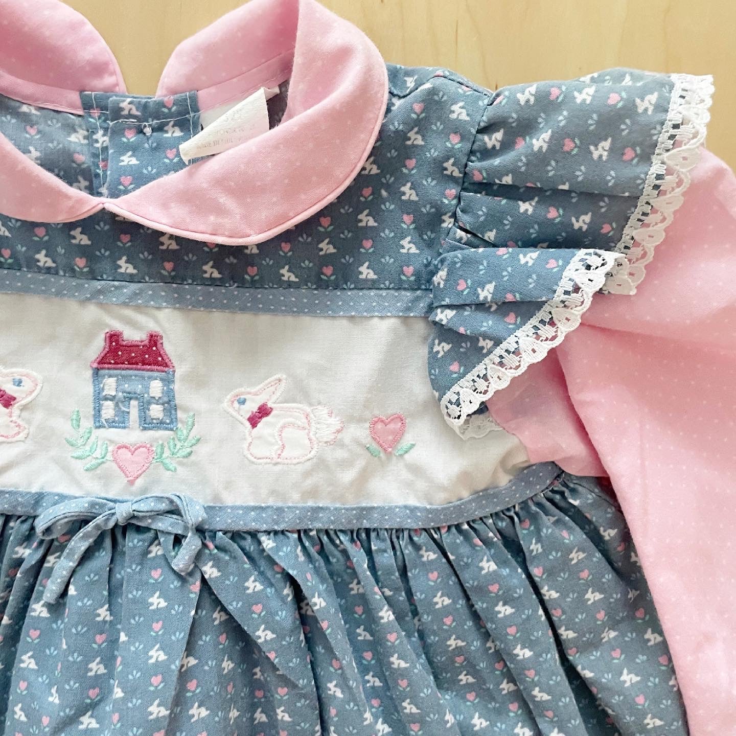 Vintage Bunnies and Houses Pinafore Dress