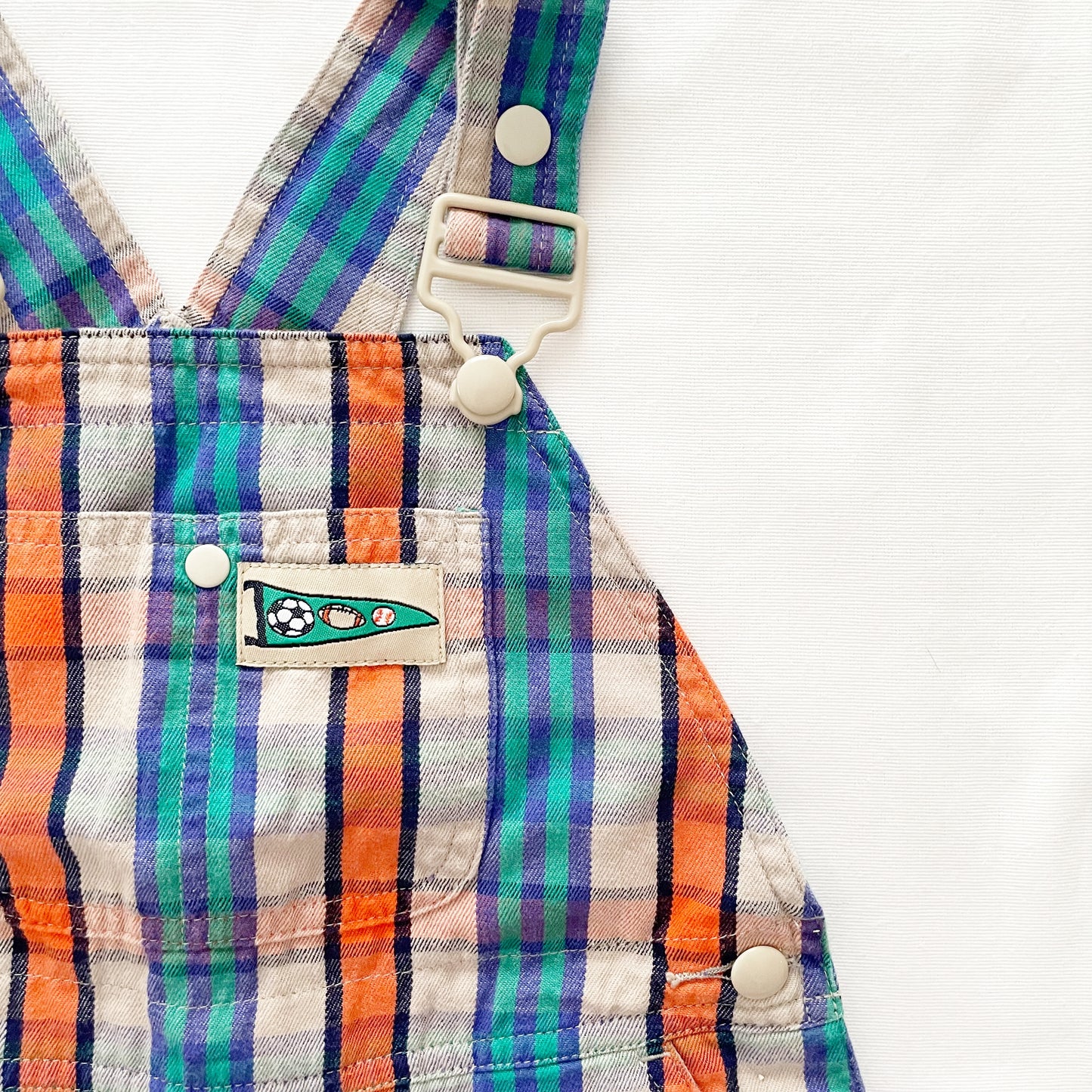Gymboree Sports Pennant Patch Shortalls • 2T - Yellow Clover Vintage Kids Clothes