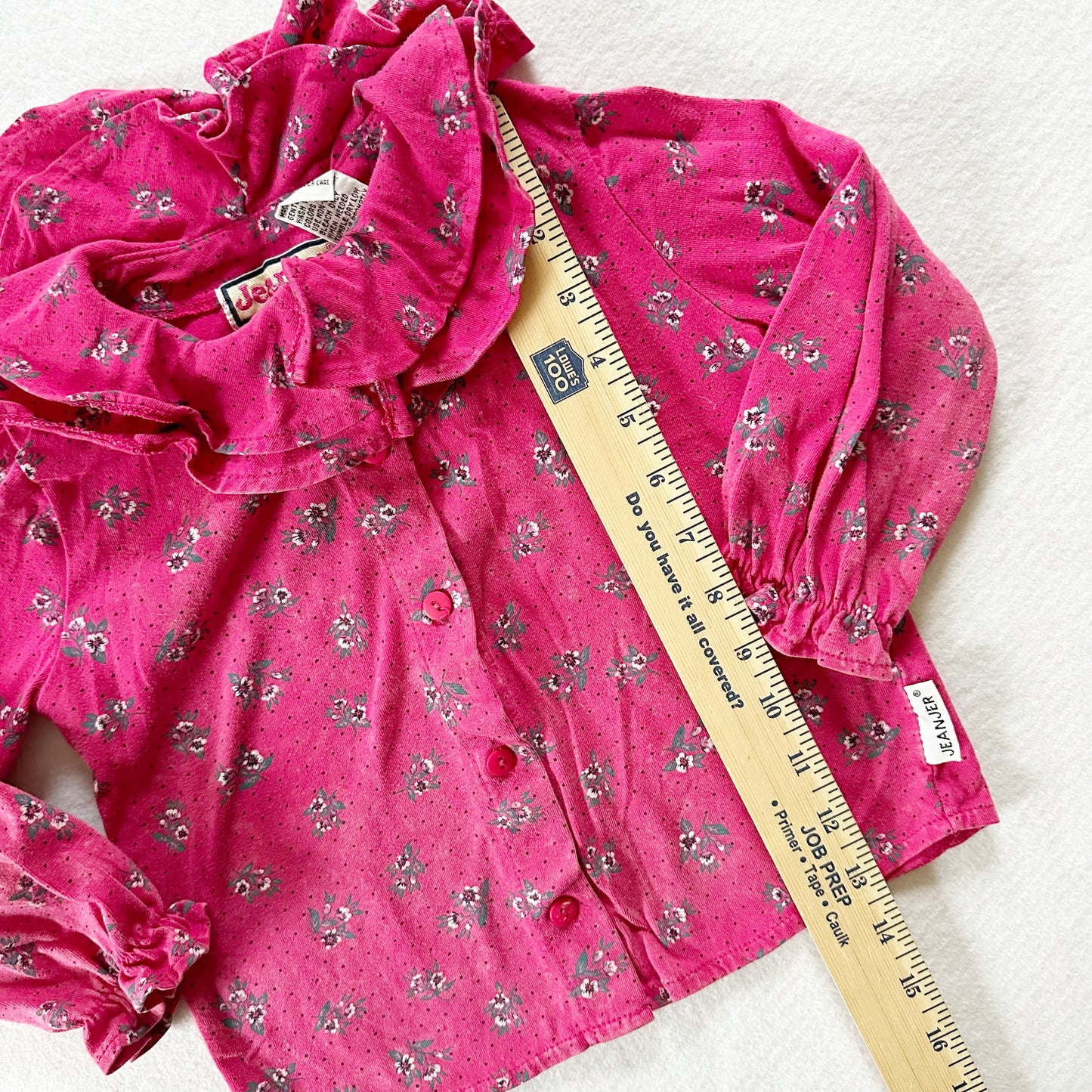 Jeanjer Floral Ruffle Collar Top - Yellow Clover Vintage Kids Clothes