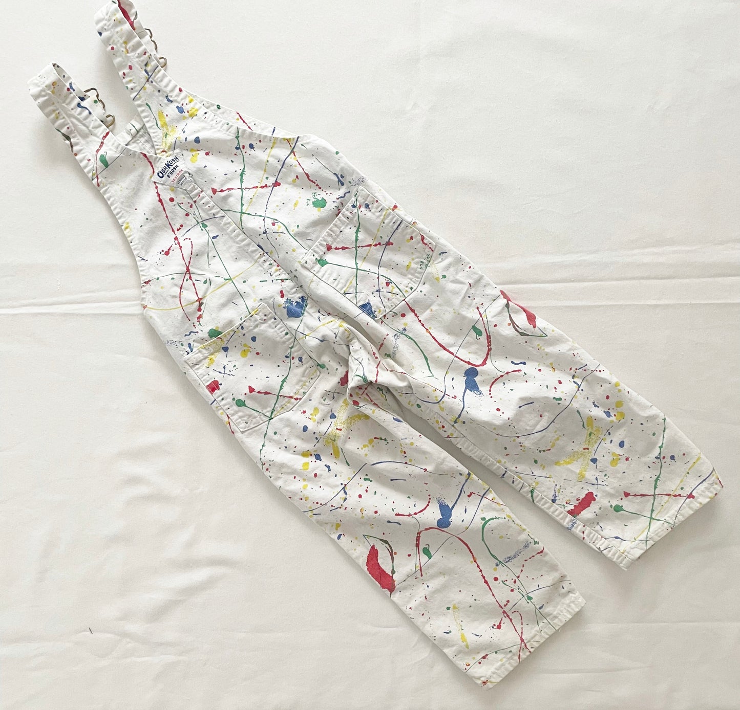 OshKosh Paint Splatter Overalls - Yellow Clover Vintage Kids Clothes