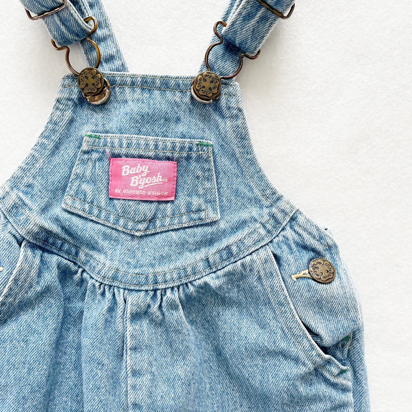 Baby B’gosh Denim Scoop Cut Overalls - Yellow Clover Vintage Kids Clothes