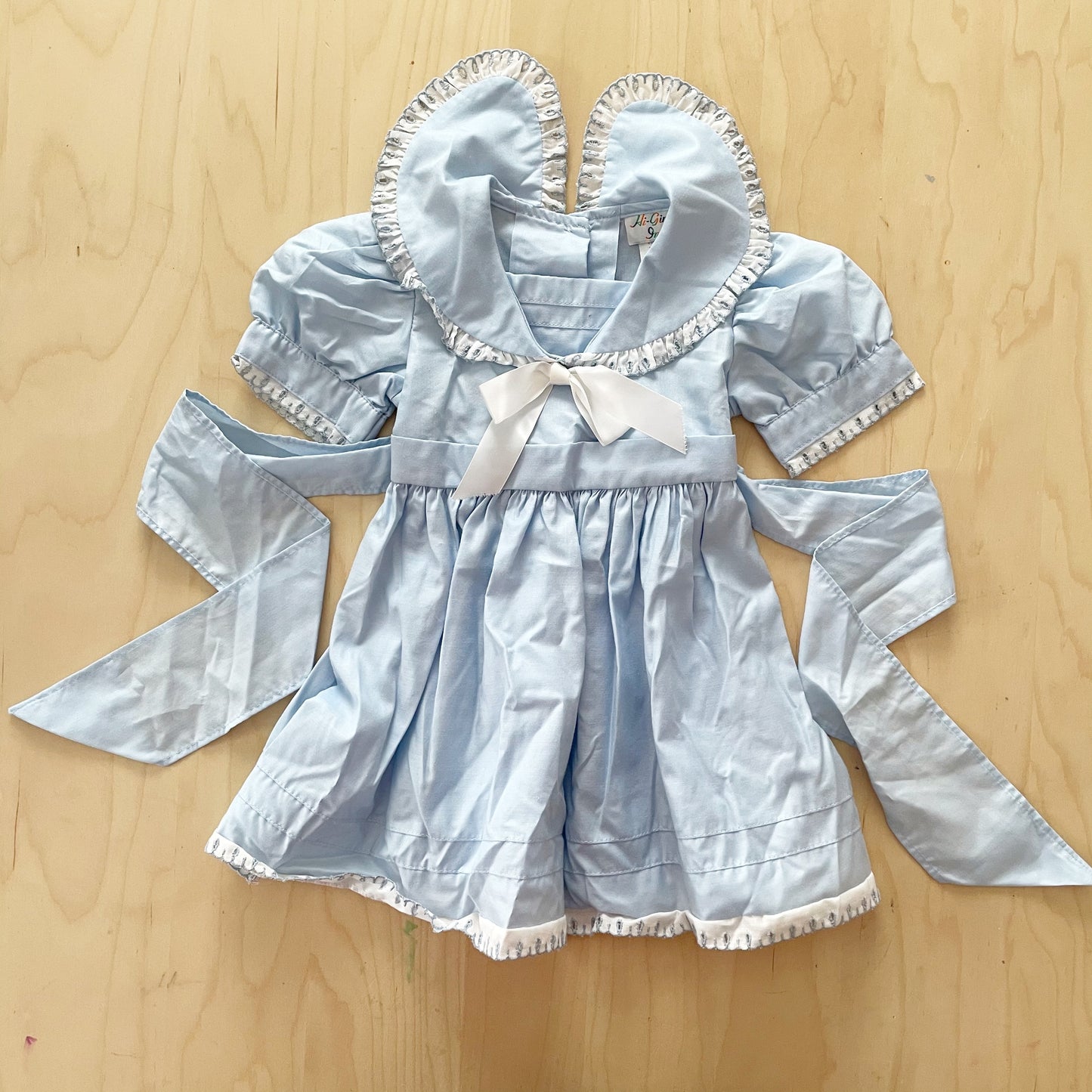 Eyelet Trim Sailor Collar Dress - Yellow Clover Vintage Kids Clothes