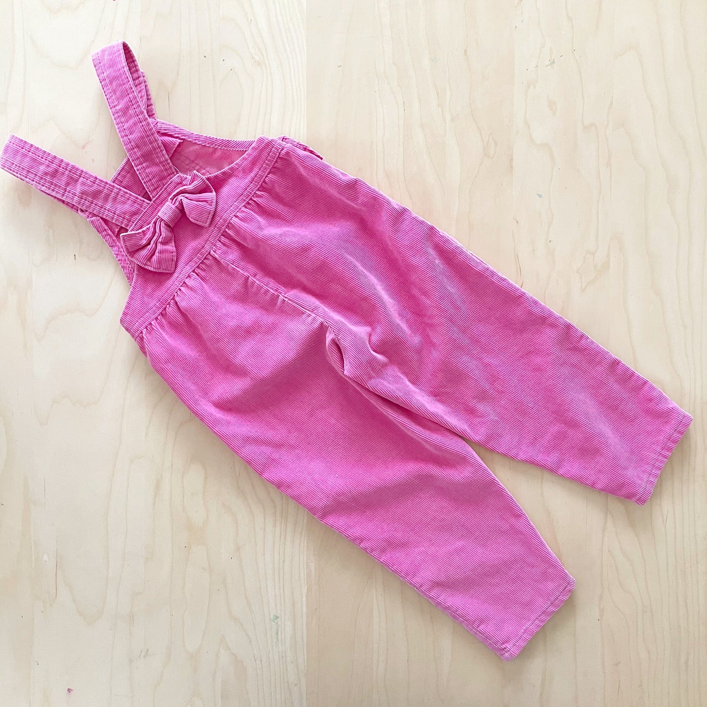 OshKosh Pink Cord Bow Back Overalls - Yellow Clover Vintage Kids Clothes