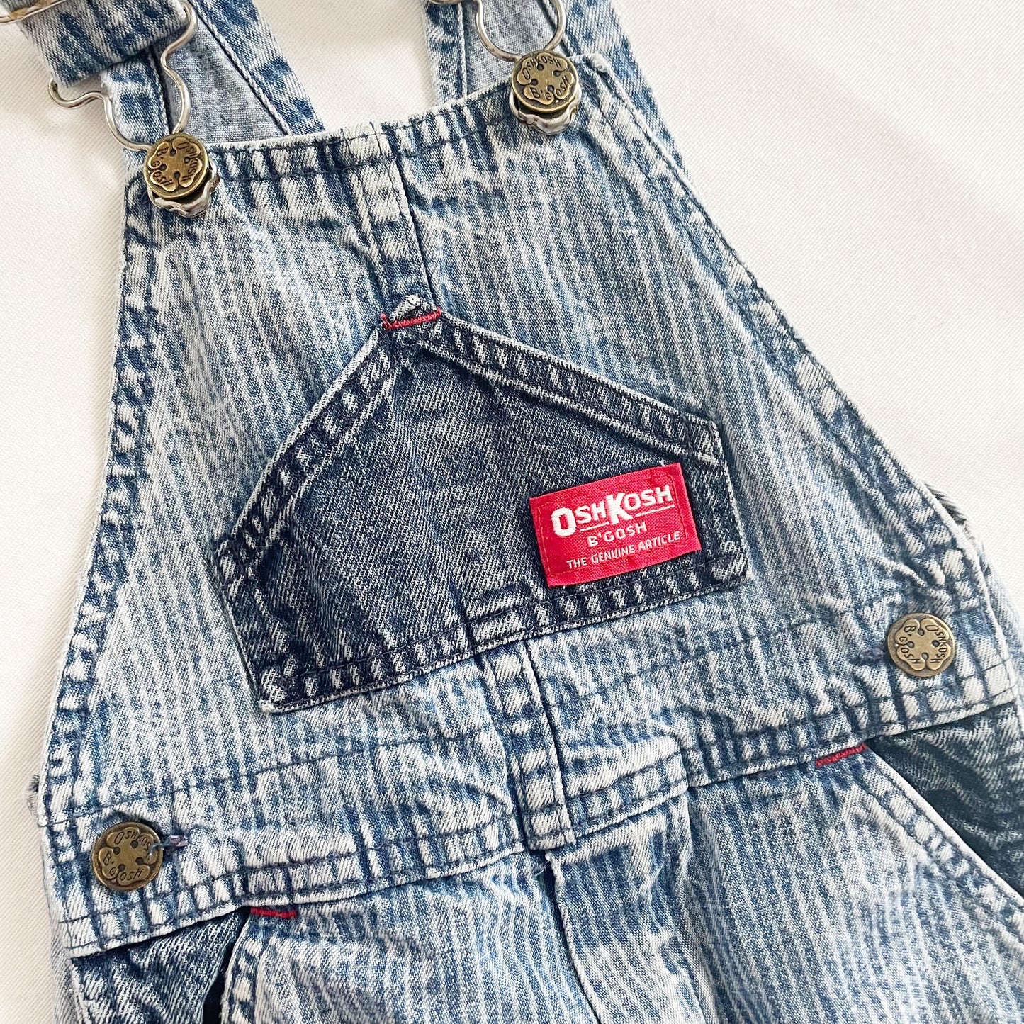 OshKosh Acid Wash Hickory Stripe Overalls - Yellow Clover Vintage Kids Clothes