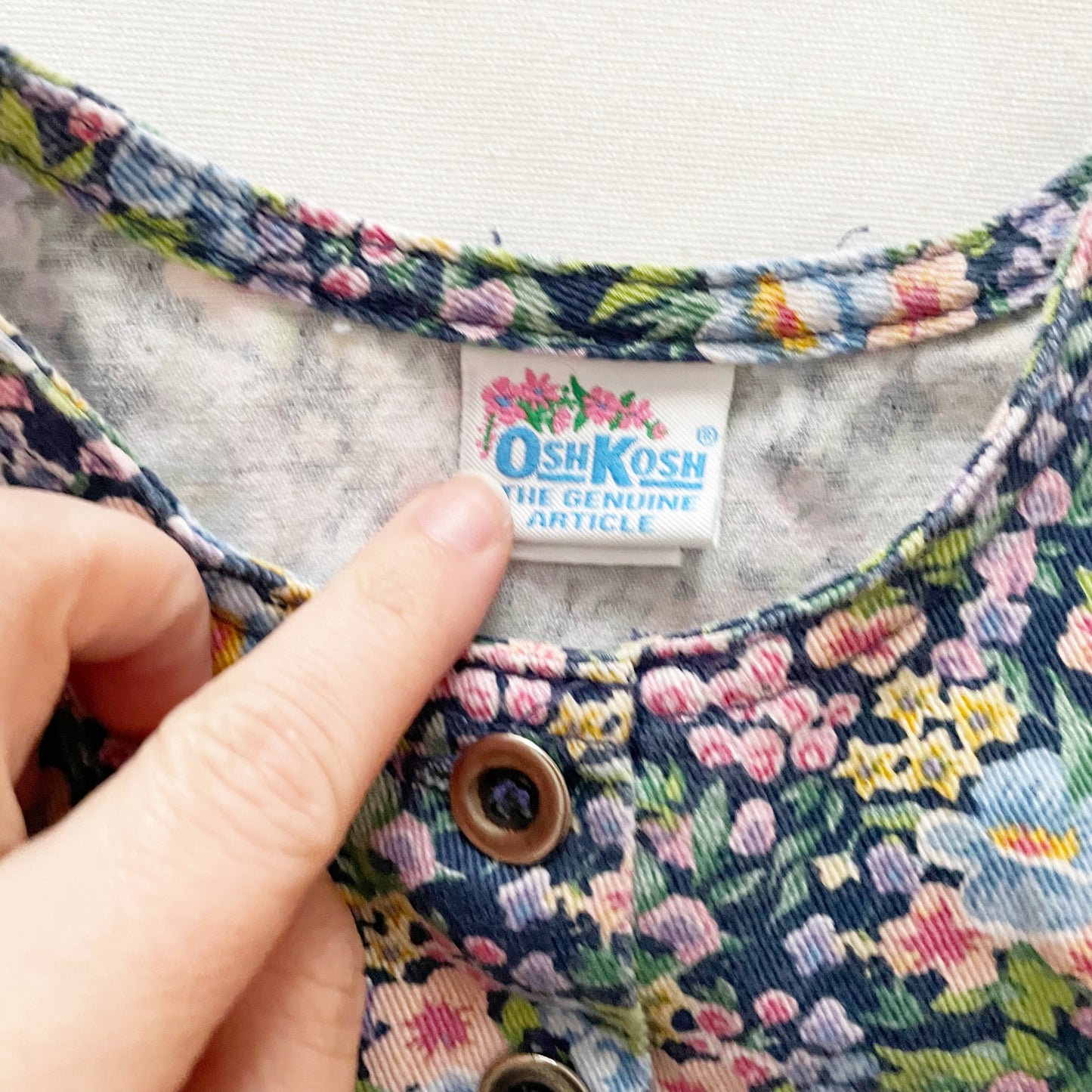 OshKosh Dark Floral Drop Waist Dress - Yellow Clover Vintage Kids Clothes