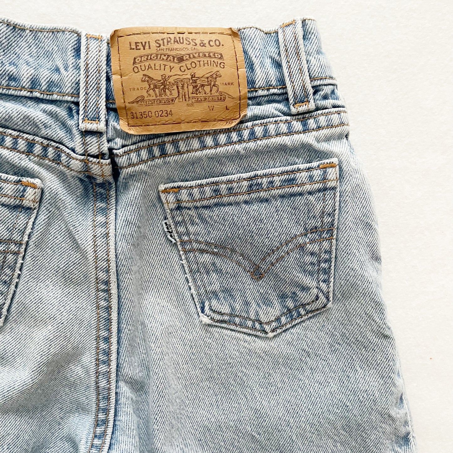 Levi’s Light Wash White Tab Jeans - Yellow Clover Vintage Kids Clothes