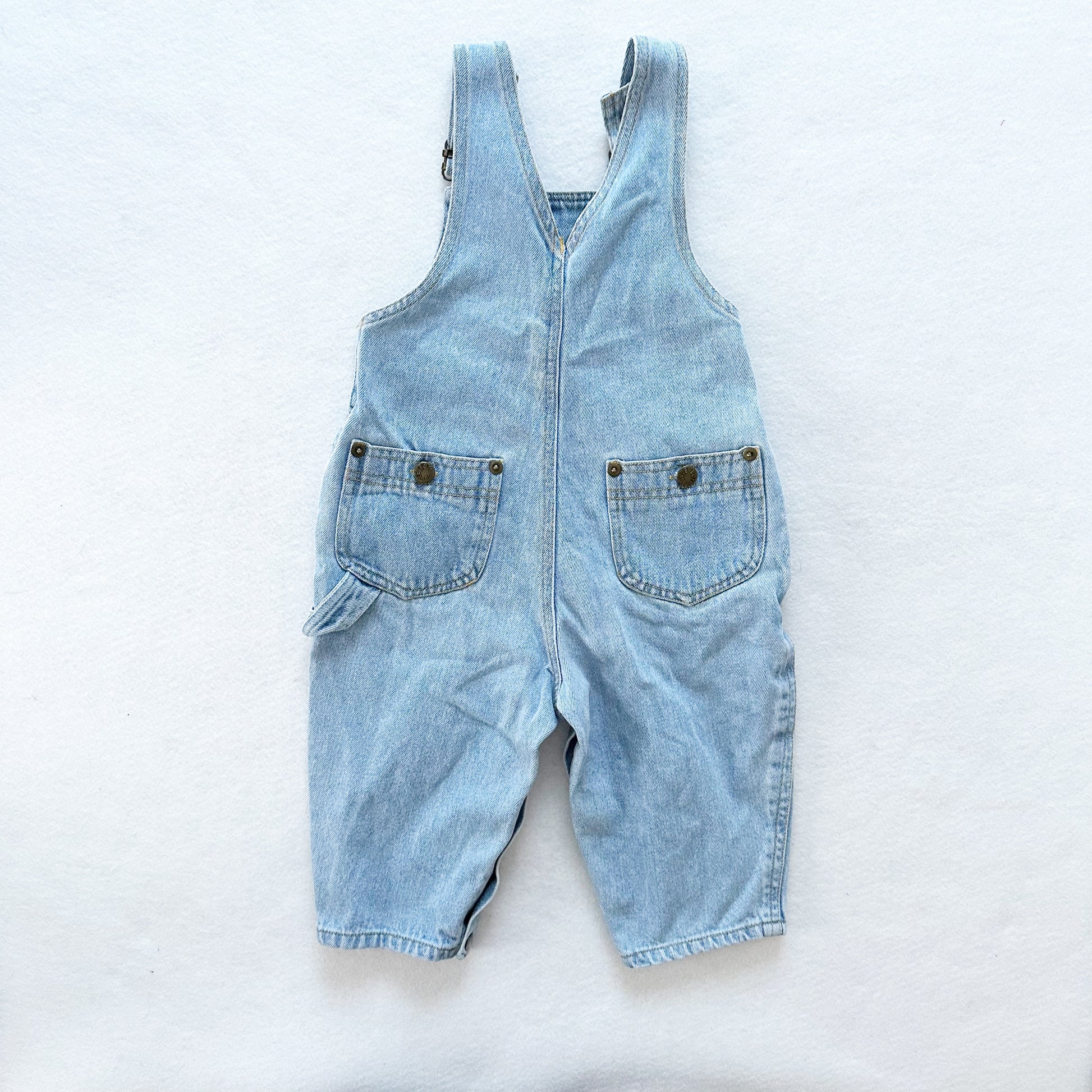 Bugle Boy Lighter Wash Overalls - Yellow Clover Vintage Kids Clothes